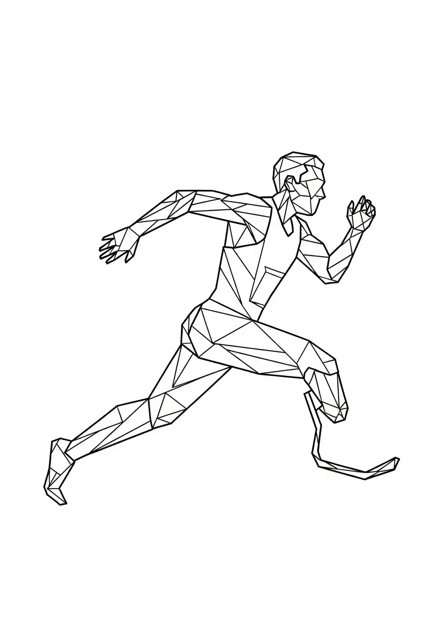 geometrische para atleet rennen kleurplaat