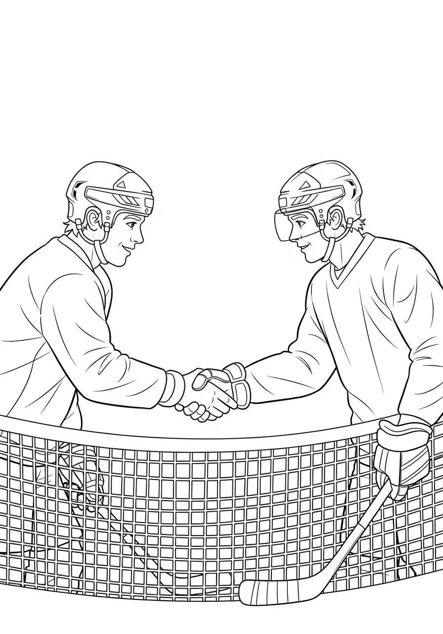 ijshockey handdruk sportiviteit kleurplaat