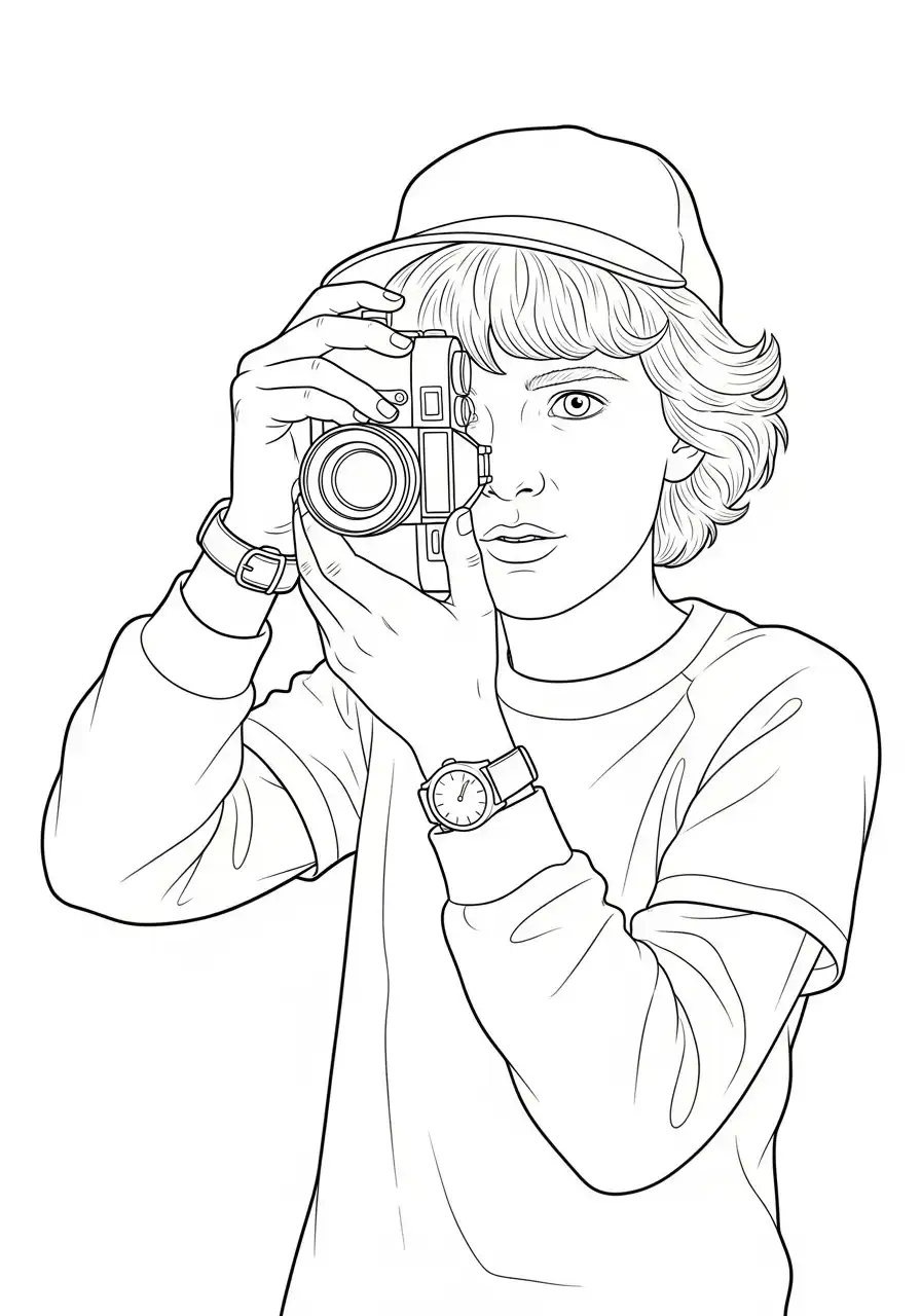 Stranger Things Kleurplaat 18 jonathan byers met camera kleurplaat