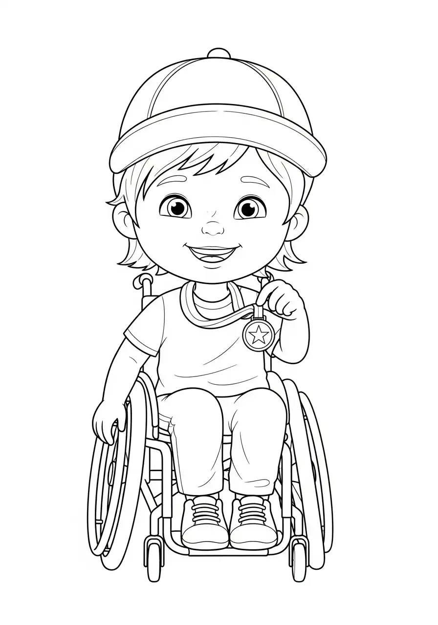 jongen rolstoel medaille kleurplaat