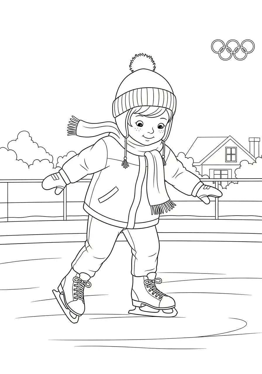 kind op de ijsbaan kleurplaat
