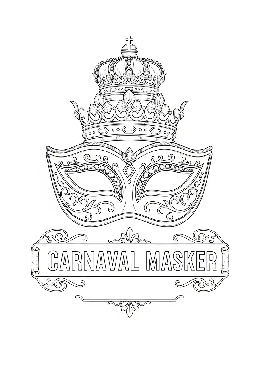 koninklijke kroon carnaval masker kleurplaat
