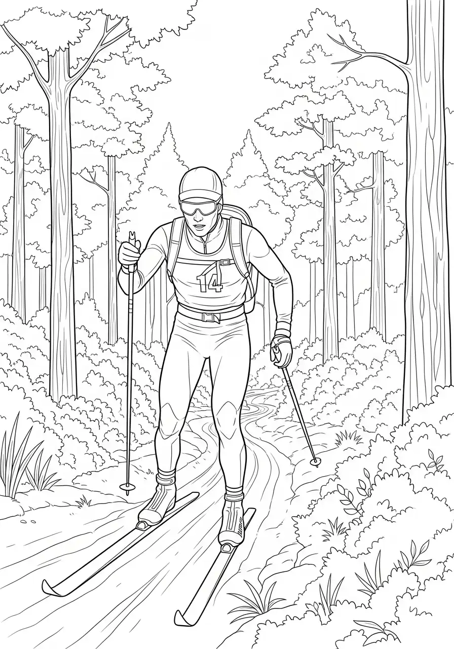 langlauf biatleet bos kleurplaat