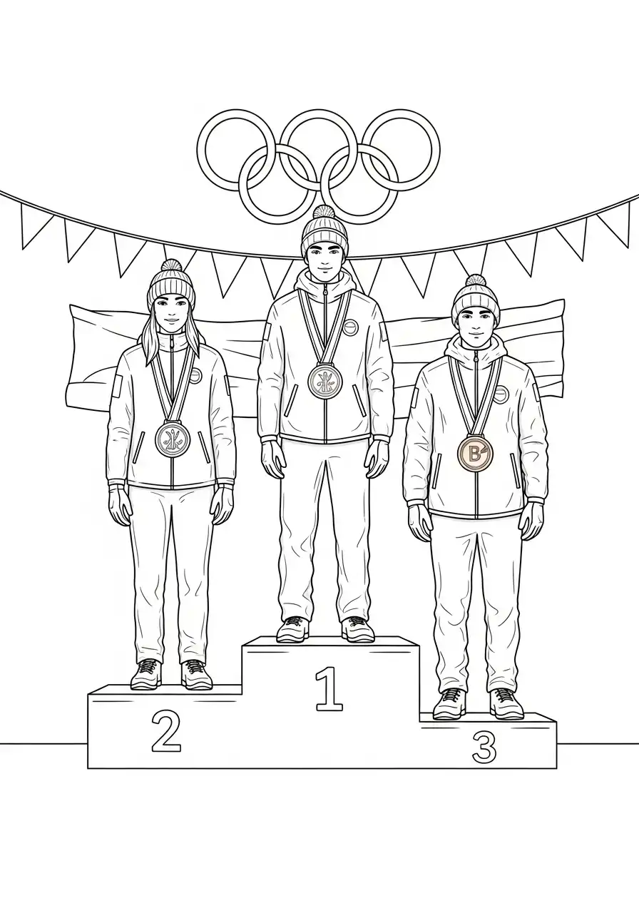 medaille uitreiking podium kleurplaat