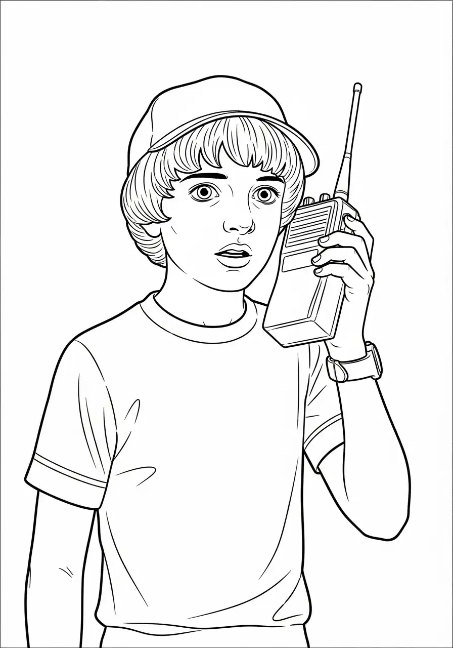 Stranger Things Kleurplaat 16 mike wheeler met walkie talkie kleurplaat