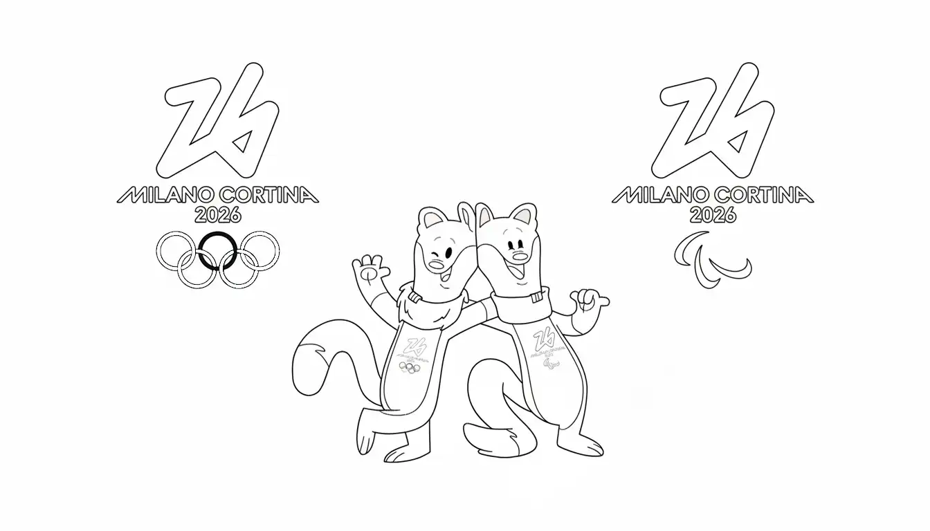 milano cortina 2026 mascottes kleurplaat