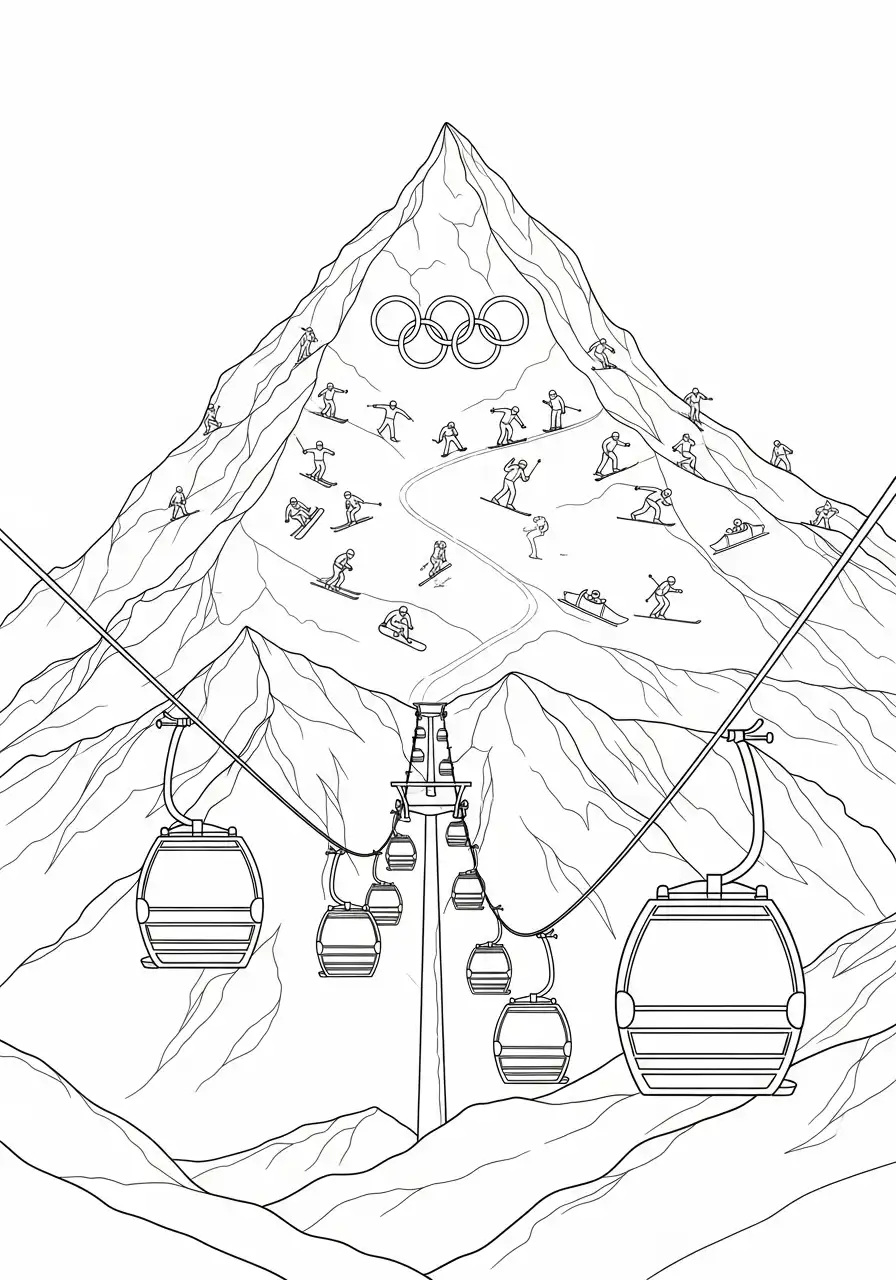olympische berg kabelbaan kleurplaat