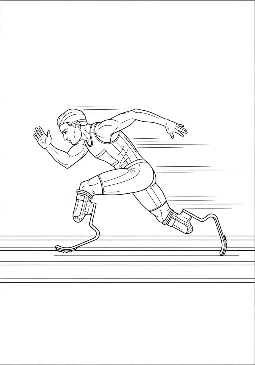 paralympische hardloper blade kleurplaat