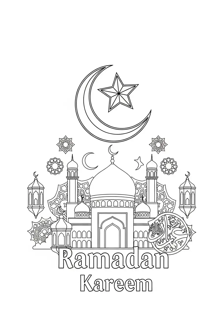 Ramadan Kleurplaat 20 ramadan kareem moskee decoratie kleurplaat