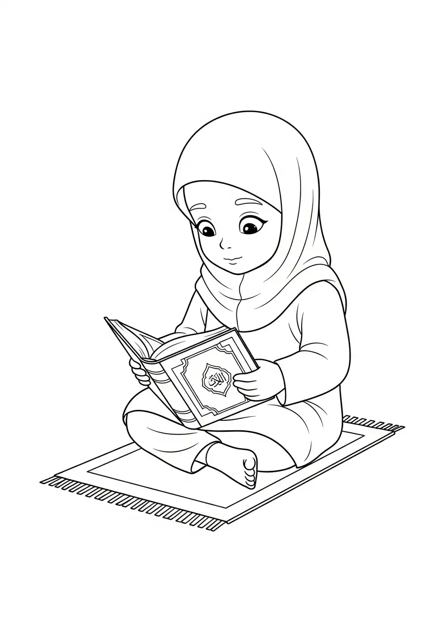 Ramadan Kleurplaat 21 ramadan klein meisje leest koran kleurplaat