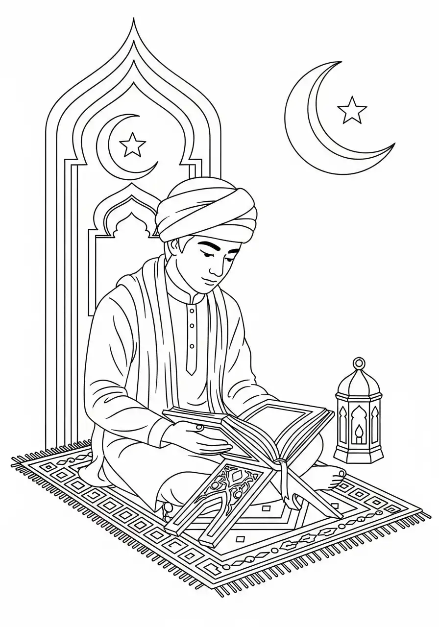 Ramadan Kleurplaat 26 ramadan man leest koran kleurplaat