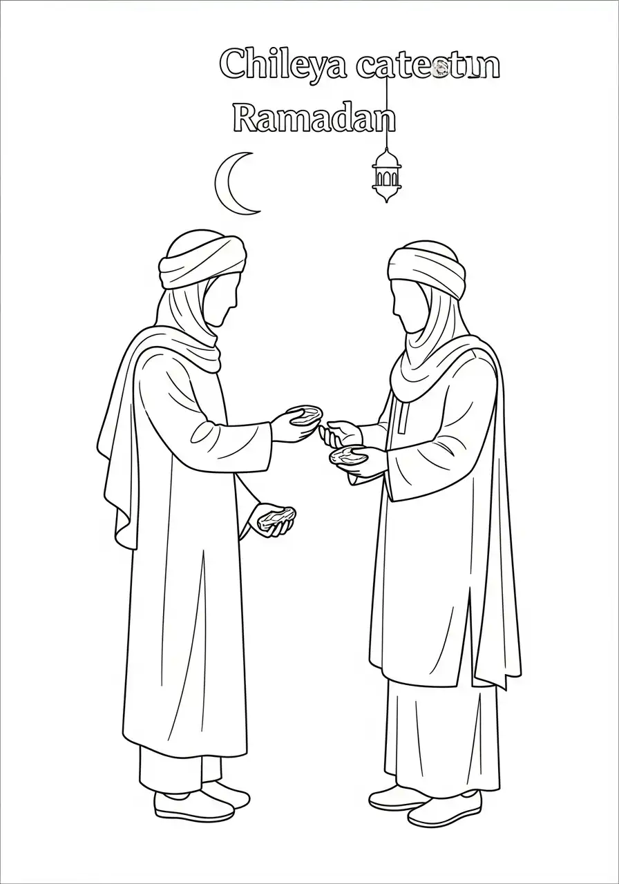 Ramadan Kleurplaat 30 ramadan mannen delen dadels kleurplaat