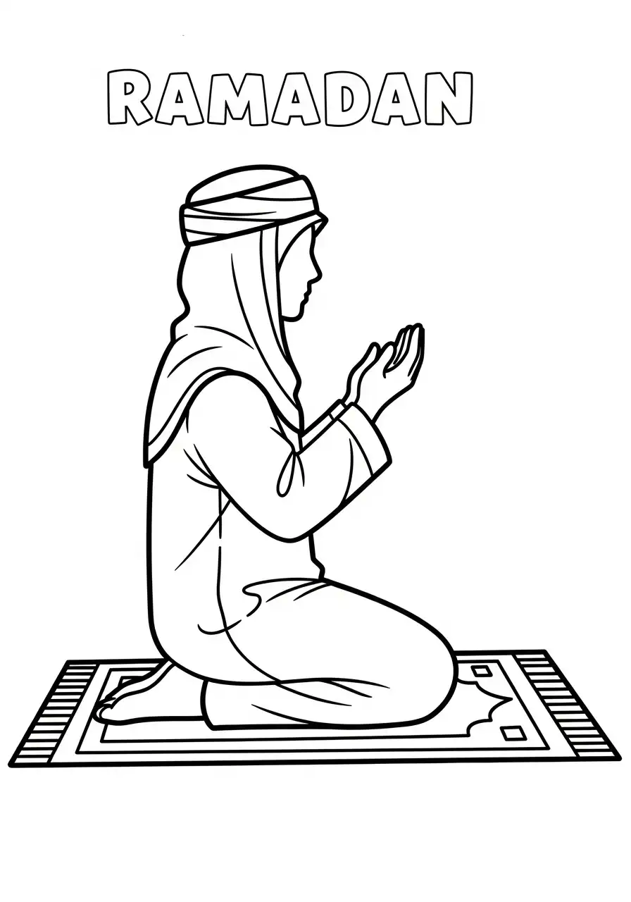 Ramadan Kleurplaat 36 ramadan vrouw bidt kleurplaat