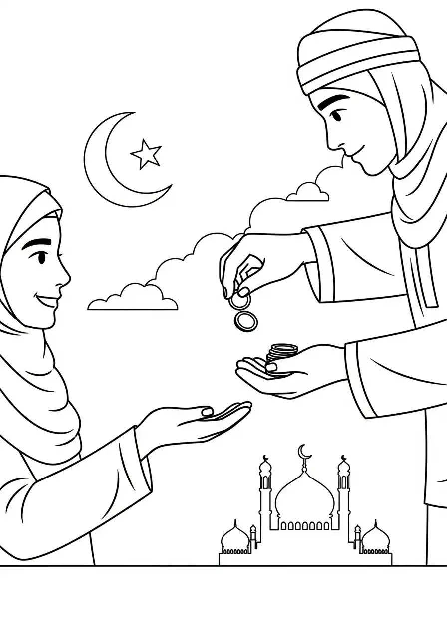 Ramadan Kleurplaat 43 ramadan zakat geven kleurplaat
