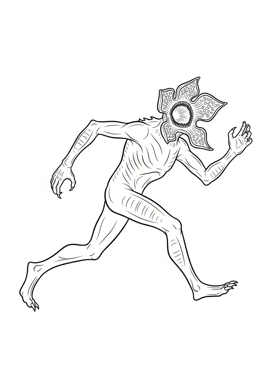 Kleurplaat Demogorgon 25 rennende demogorgon zij kleurplaat