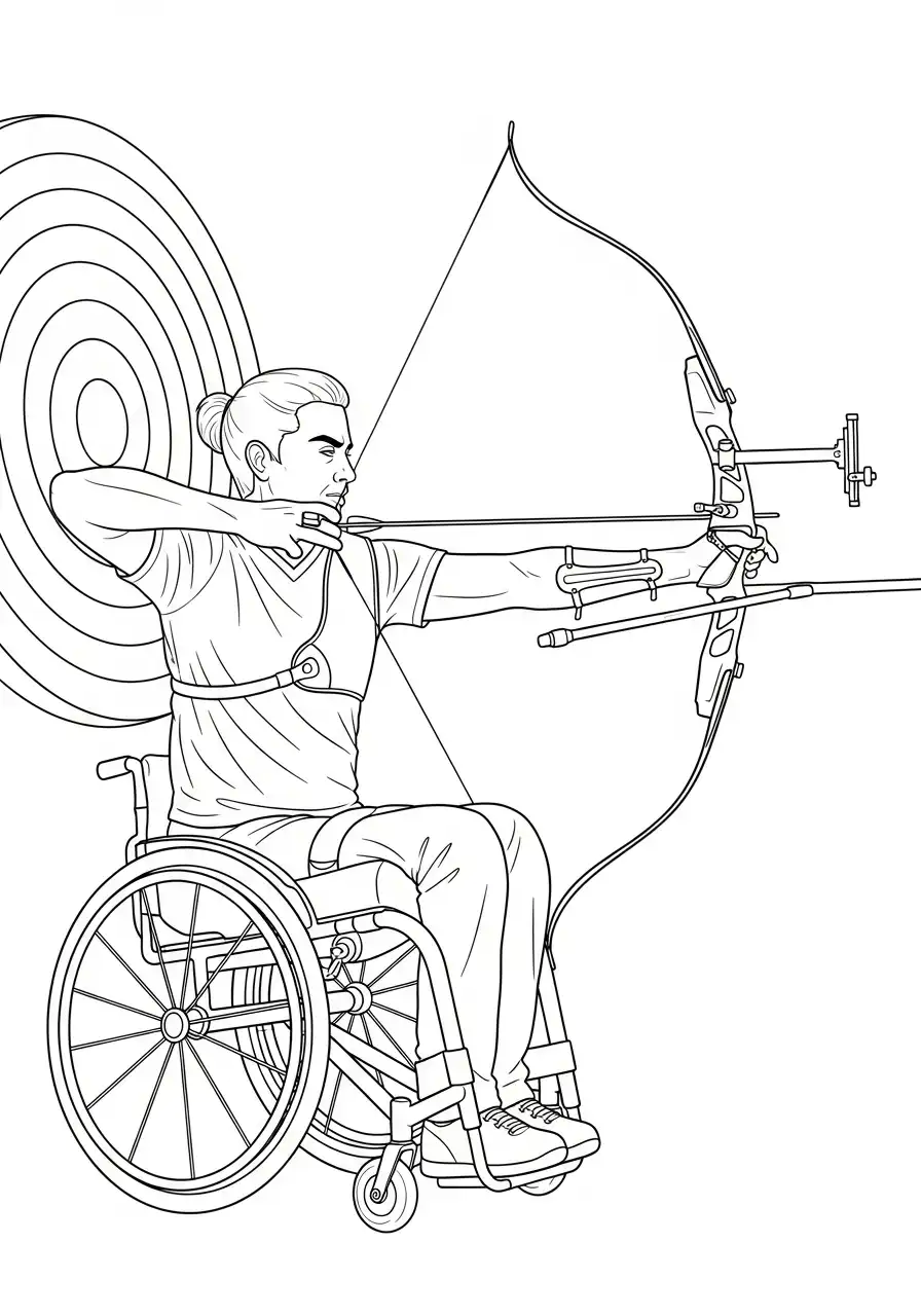 rolstoel boogschieten kleurplaat