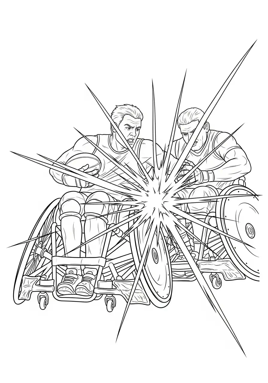 rolstoelrugby botsing kleurplaat