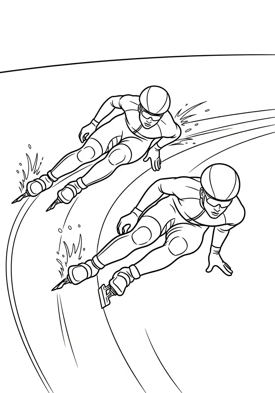 shorttrack schaatsers kleurplaat