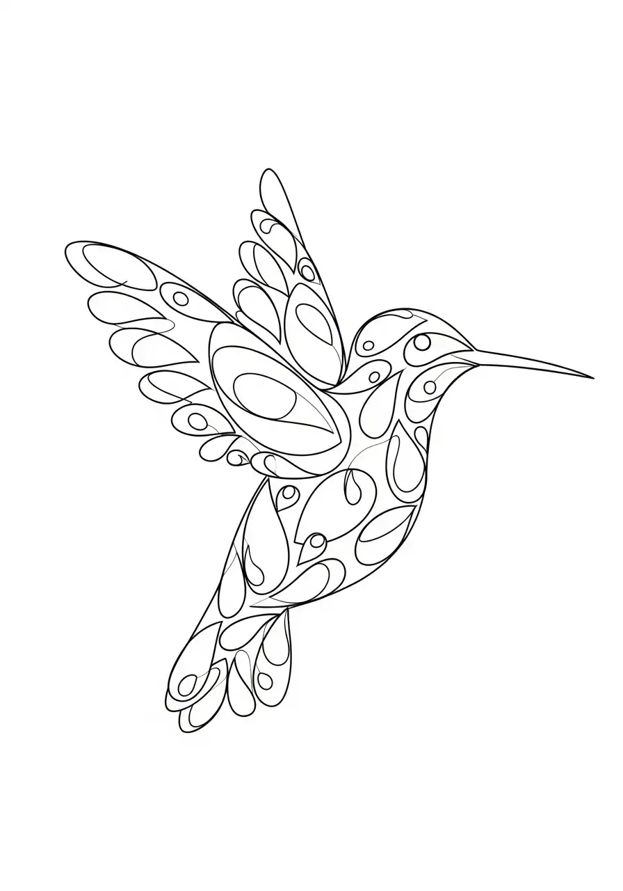 sierlijke kolibrie met patronen kleurplaat