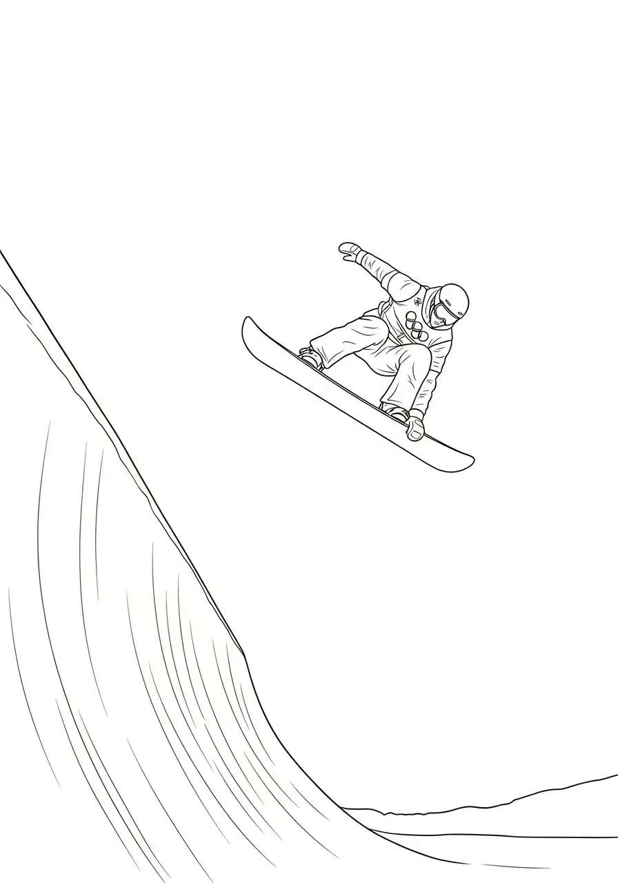 snowboarder in de lucht kleurplaat