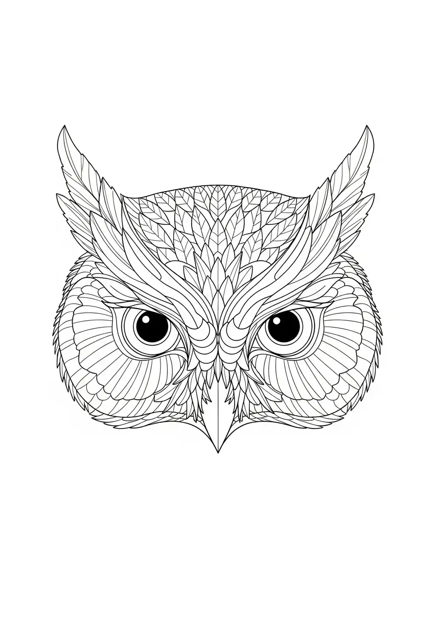 uilenkop dieren masker kleurplaat