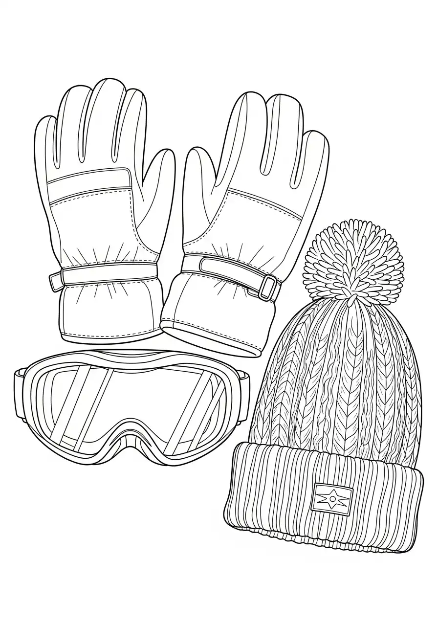 winterspelen accessoires kleurplaat