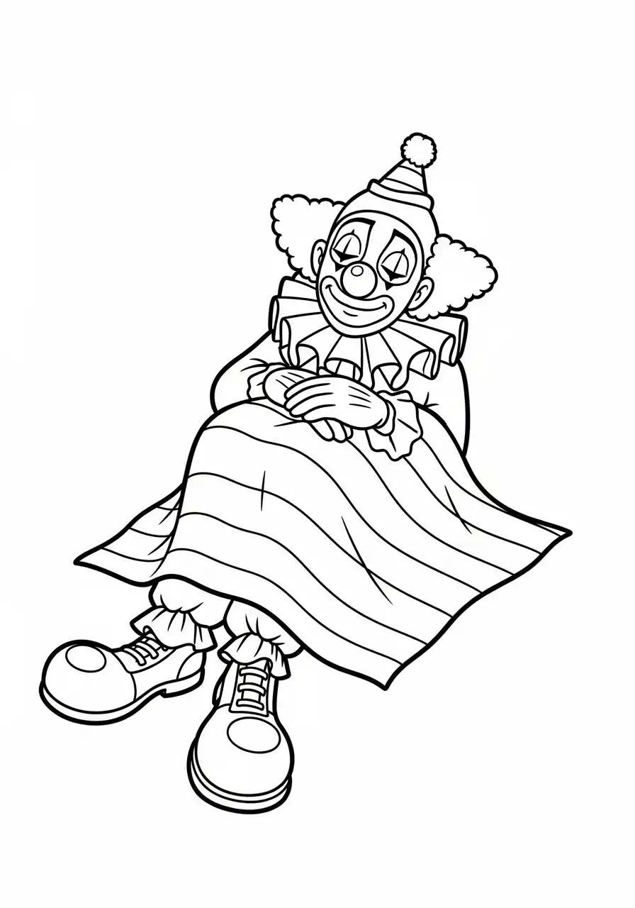 zittende clown kleurplaat