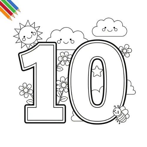 Cijfers 10 Kleurplaat thumbnail