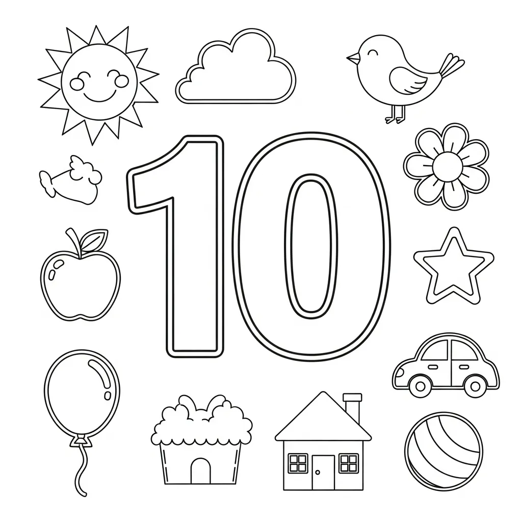 Cijfers 10 Kleurplaat 1