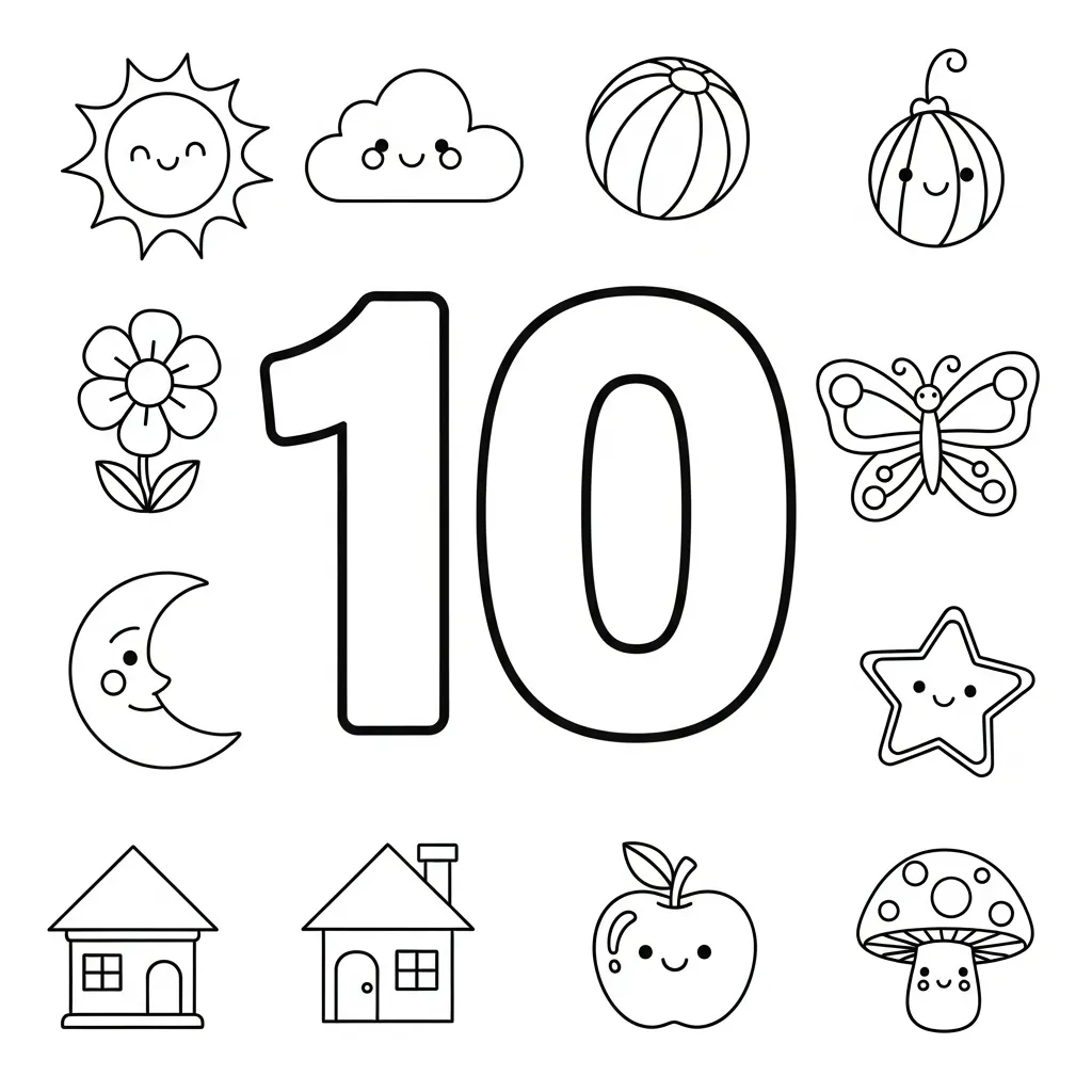 Cijfers 10 Kleurplaat 2
