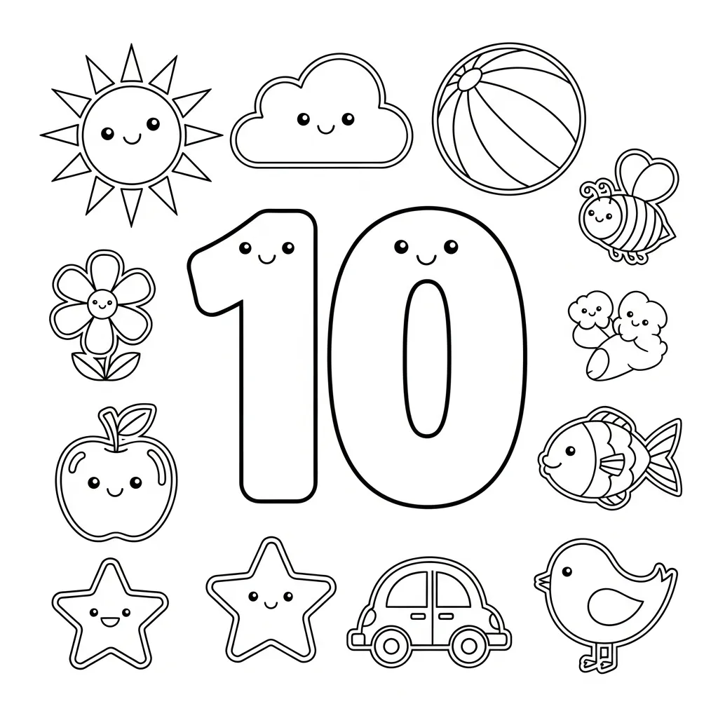 Cijfers 10 Kleurplaat 6
