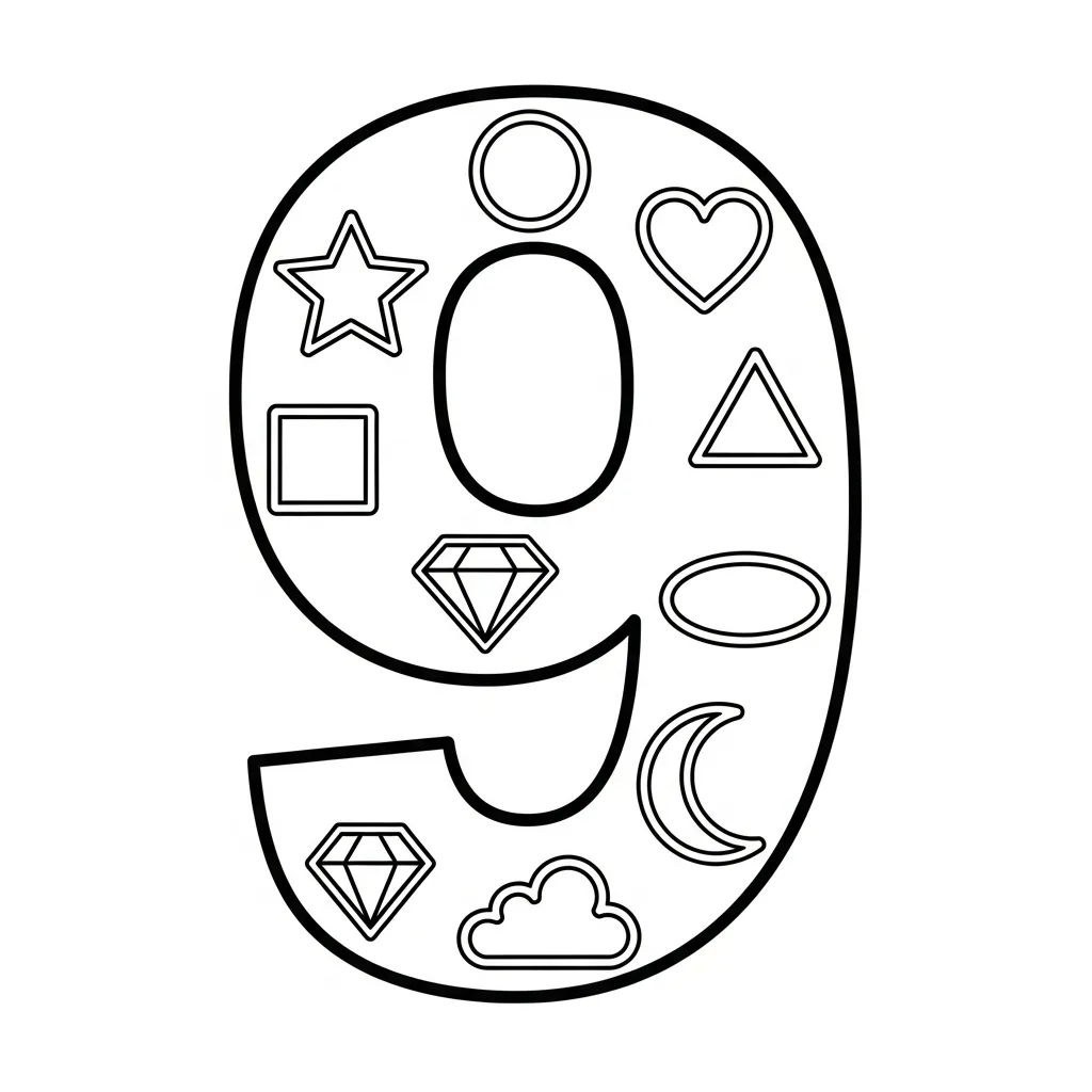 Cijfers 9 Kleurplaat 6