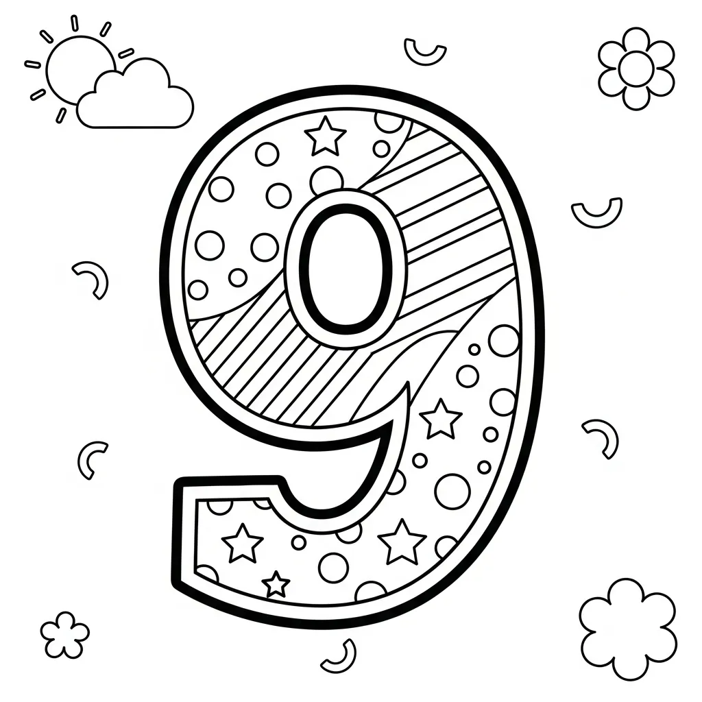 Cijfers 9 Kleurplaat 3