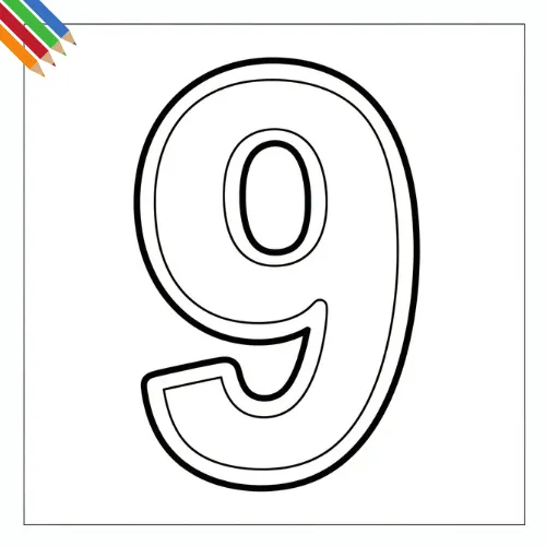 Cijfers 9 Kleurplaat thumbnail