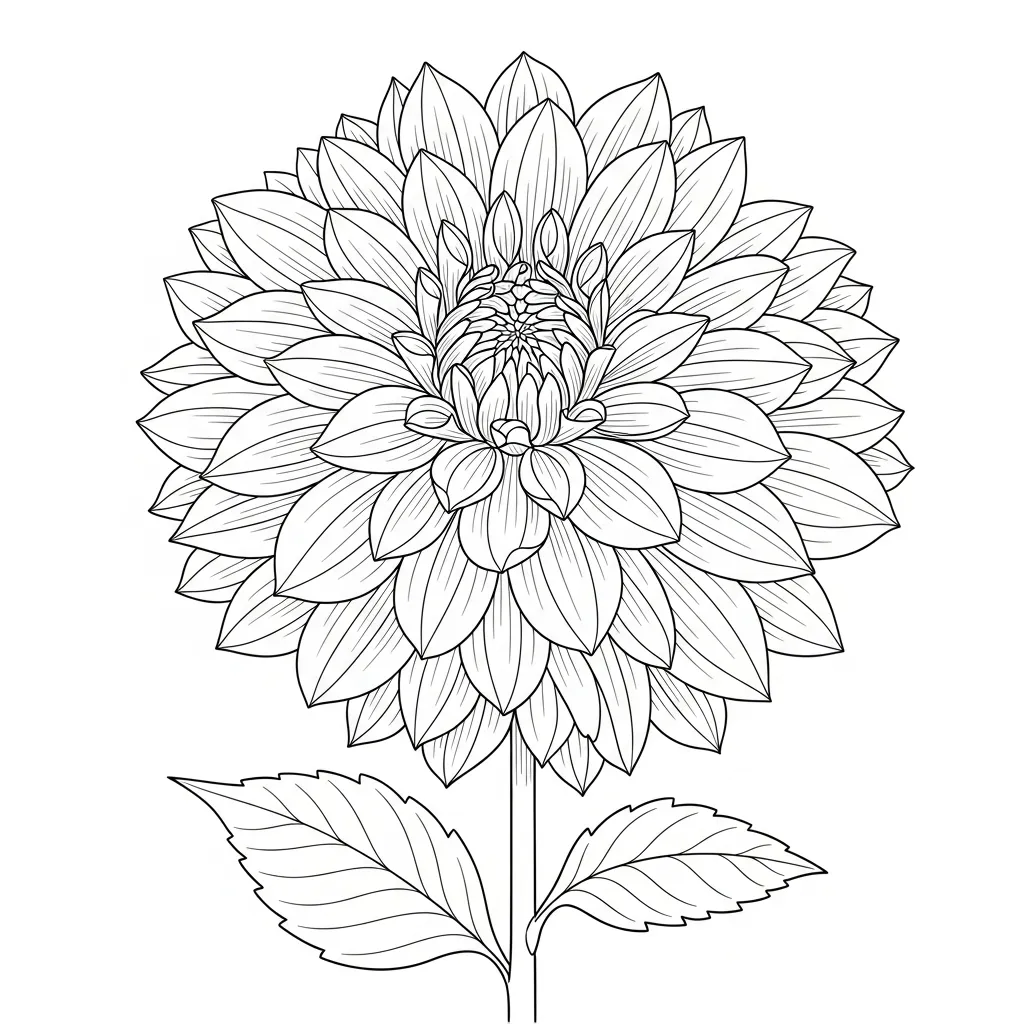 Dahlia Bloem Kleurplaat 9 Dahlia Bloem Kleurplaat 1