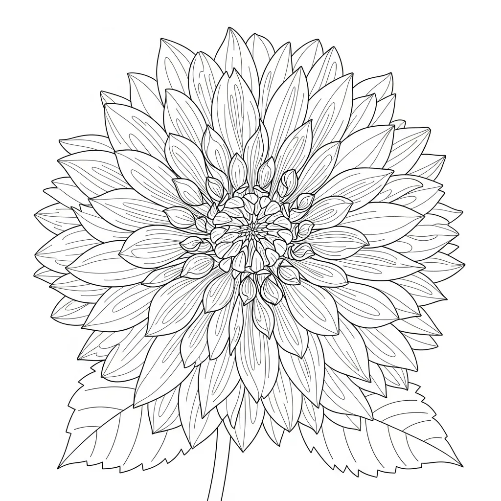 Dahlia Bloem Kleurplaat 8 Dahlia Bloem Kleurplaat