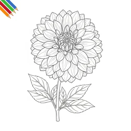 Dahlia Bloem Kleurplaat thumbnail