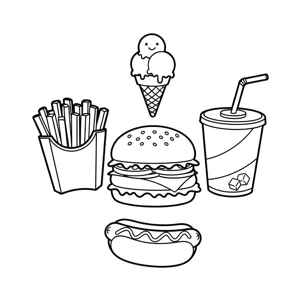 Fastfood Kleurplaat 9 Fastfood Kleurplaat 1