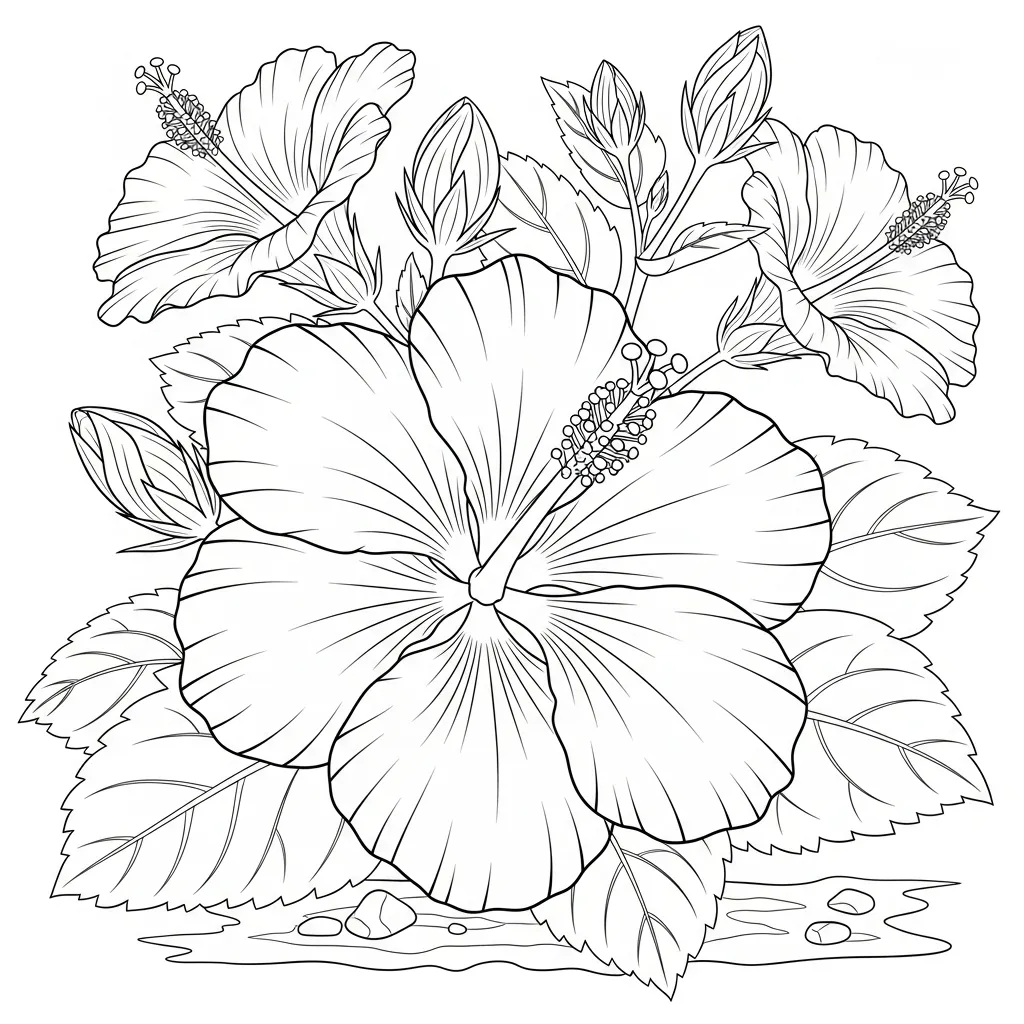 Hibiscus Kleurplaat