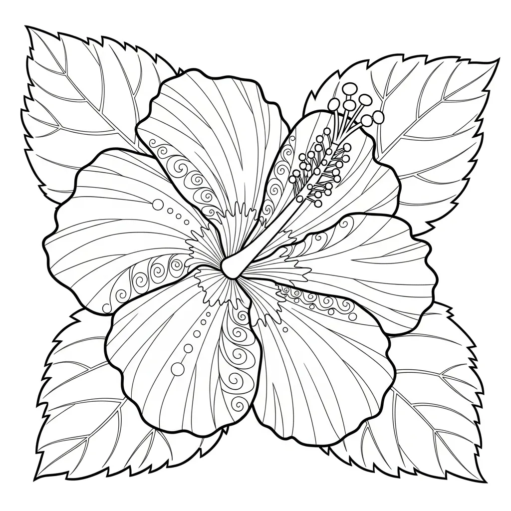 Hibiscus Kleurplaat 1