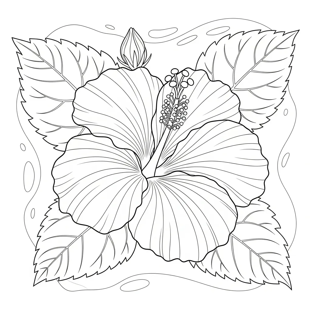 Hibiscus Kleurplaat 2