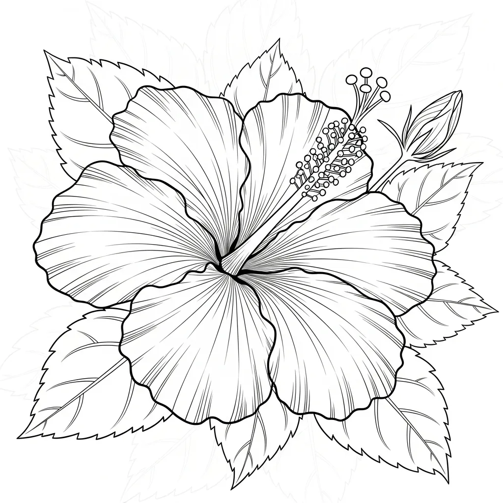 Hibiscus Kleurplaat 3