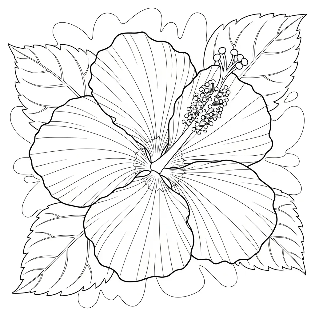 Hibiscus Kleurplaat 4