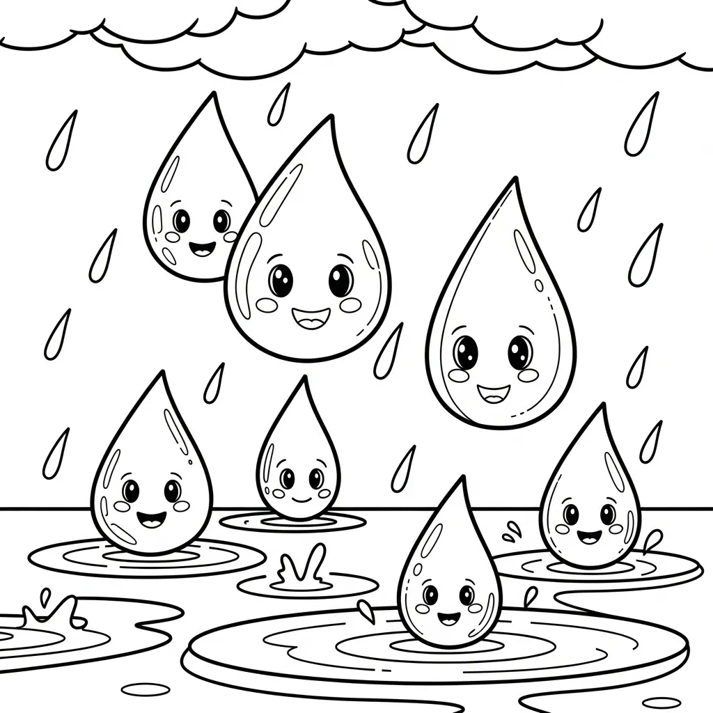 Regendruppel Kleurplaat 9 Regendruppel Kleurplaat 1