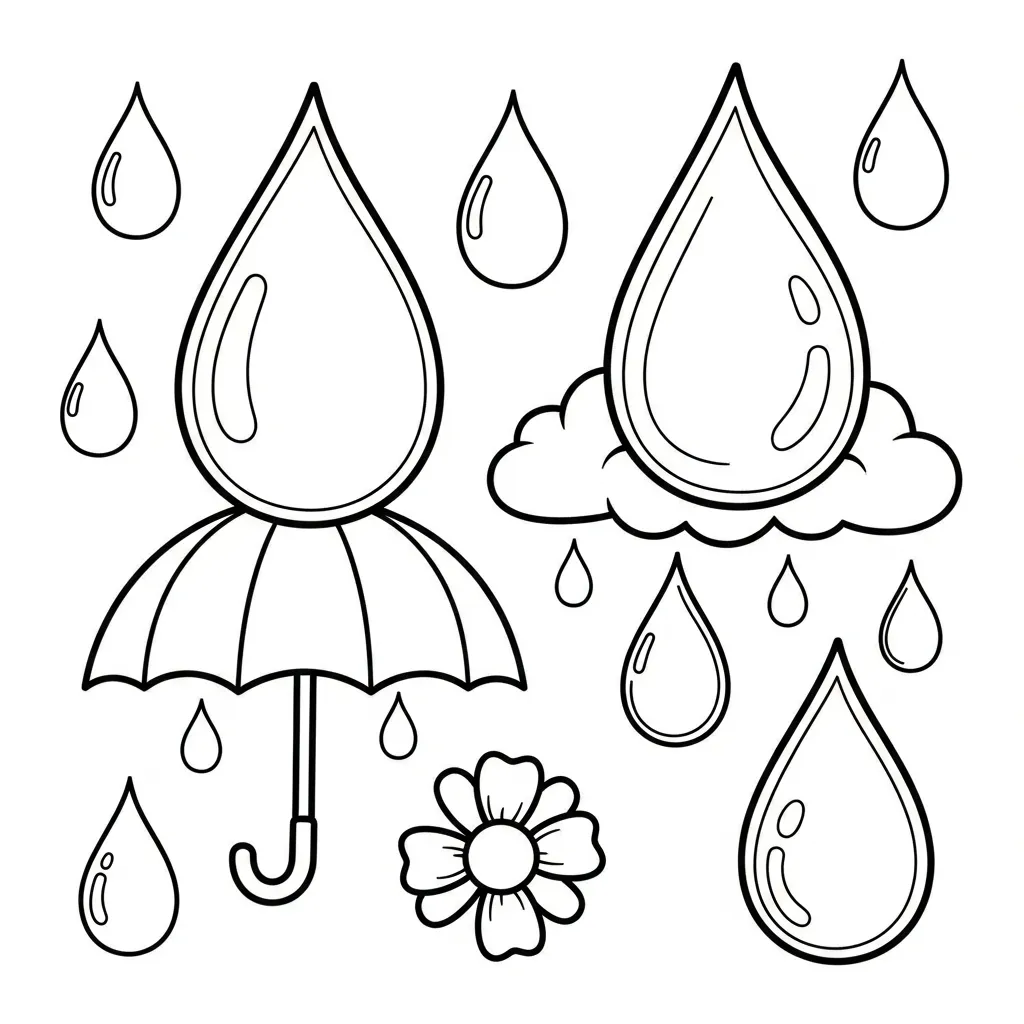 Regendruppel Kleurplaat 8 Regendruppel Kleurplaat