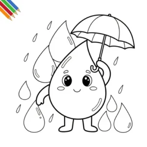Regendruppel Kleurplaat thumbnail