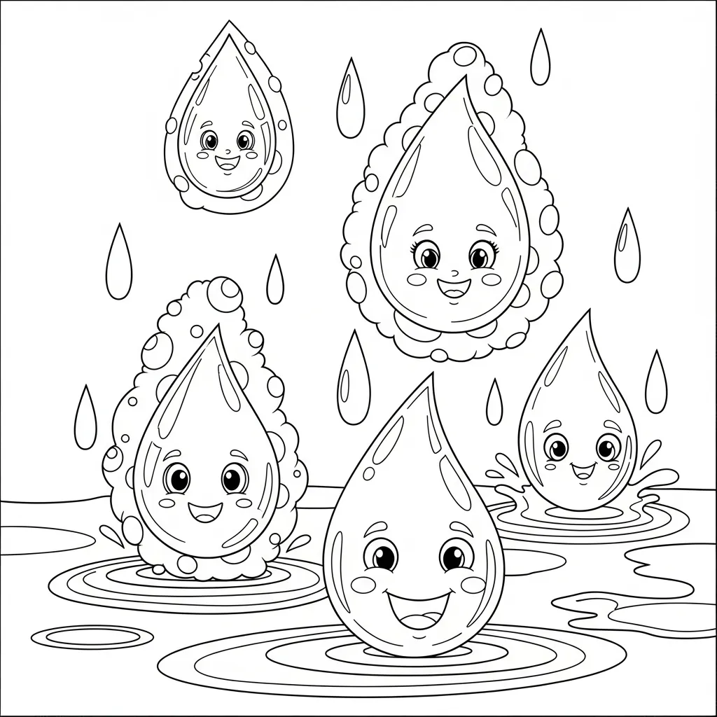 Regendruppel Kleurplaat 14 Regendruppel Kleurplaat 6
