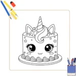 Unicorn Taart Kleurplaat thumbnail