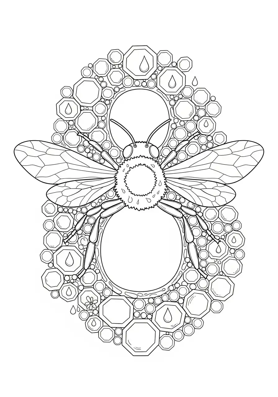Cijfers 8 Kleurplaat 8 bij honingraat natuur cijfer 8 kleurplaat