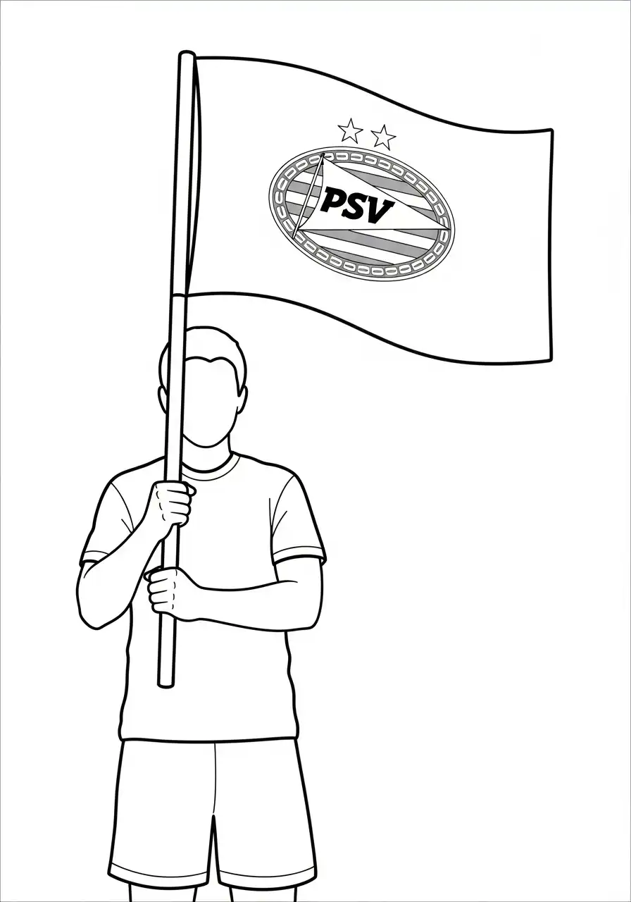 fan met psv vlag kleurplaat